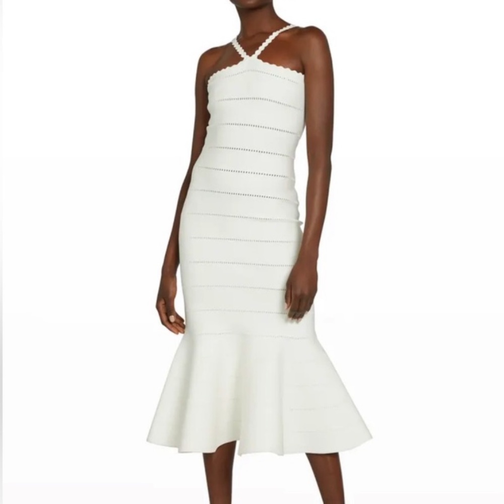 Victoria Beckham White Knit Mermaid Midi Dress